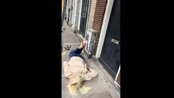 Playful mishap in Amsterdam's follow-the-leader game