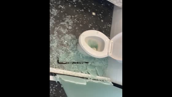 Shower door shatters at work in Panama City Beach, Florida, USA