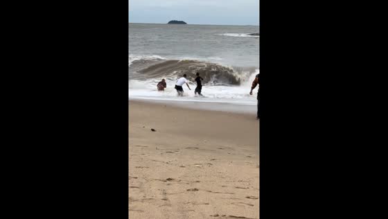 Brave rescue of child from waves in Xiamen