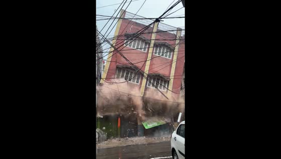 Multi-storey building collapses after days of heavy rain in Moradabad, India