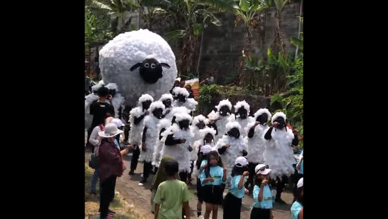 Children celebrate Indonesian Independence Day in sheep costumes