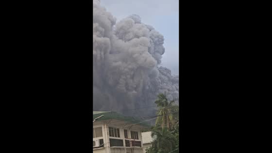 Mayon Volcano eruption sends ash plume over Camalig, Albay, Philippines