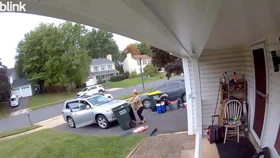 Woman falls into wheelie bin after stepping on lid in Fairfax, Virginia, USA