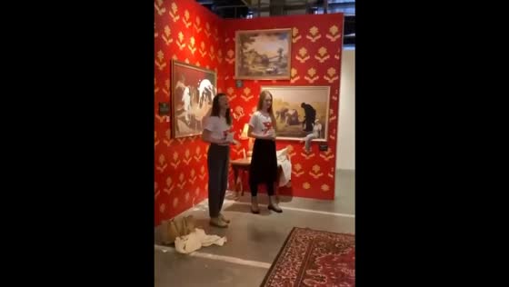 Activists poured cream on a copy of the Banksy painting "Venus" in St. Petersburg