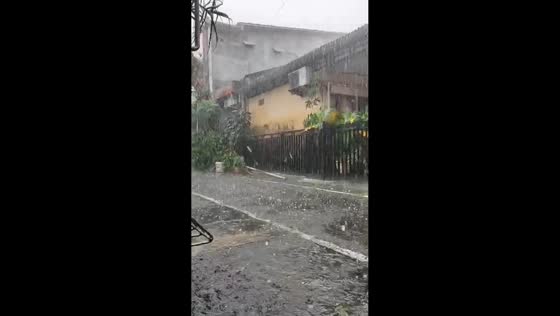 Strong hailstorm causes concern in Yogyakarta, Indonesia