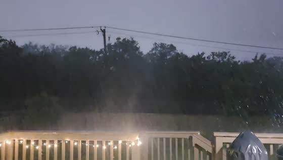 Powerful nighttime thunderstorm moves through Austin, Texas, USA