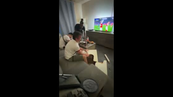 Friends celebrate PSG Champions League win and accidentally break table in France