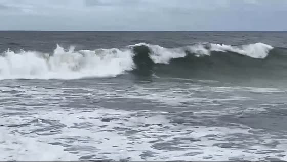 Waves build off in Long Beach Island, New Jersey, USA