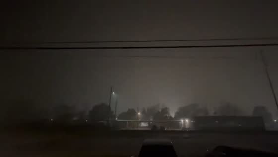 Heavy rain and pea-sized hail pummel Dayton, Texas, USA