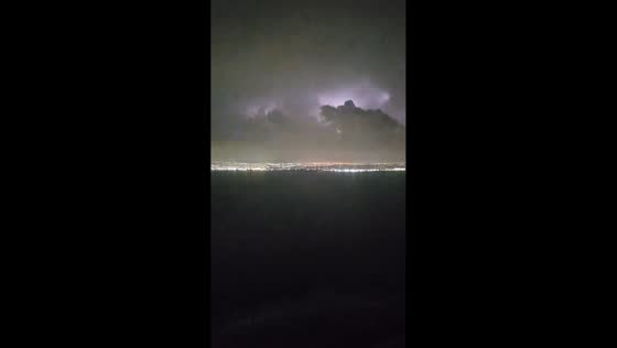 Lightning storm illuminates night sky over Buenos Aires, Argentina