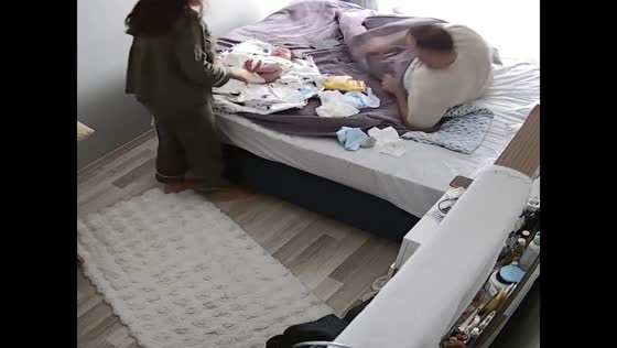 Baby accidentally pees on father during diaper change in Istanbul, Turkey