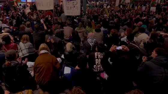 Massive pro-Palestine sit-in unfolds at Schiphol Airport, Amsterdam