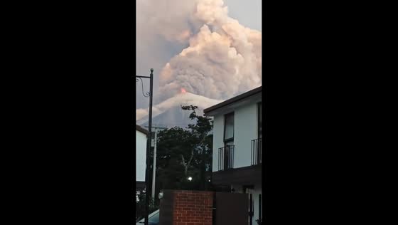Fuego Volcano sends towering ash plume into the sky in Ciudad Vieja, Guatemala