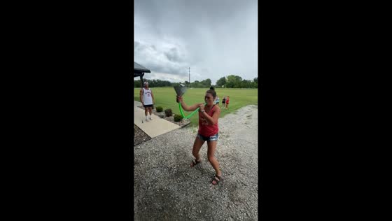 Bouncing ball launches drink into funnel in Rose Hill, Kansas, USA