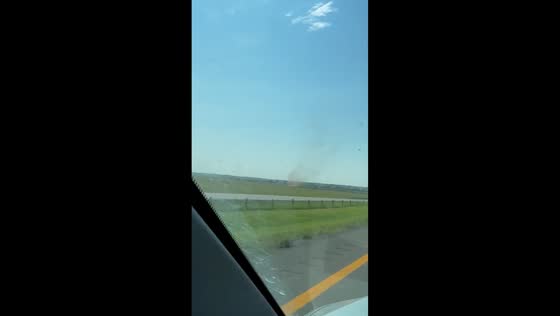 Huge dust devil forms west of El Reno, Oklahoma