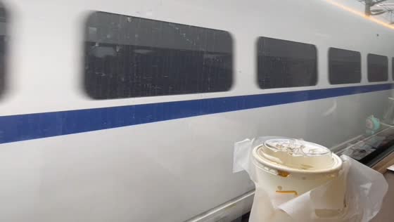 High-speed train encounter startles passenger in Hunan, China