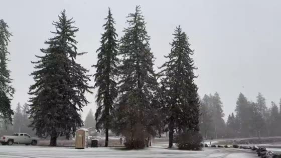Heavy snowfall blankets Medical Lake in Washington, United States
