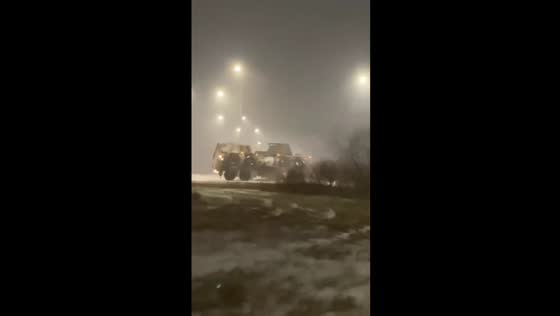 KAMAZ truck rolls over on snowy road in Naberezhnye Chelny