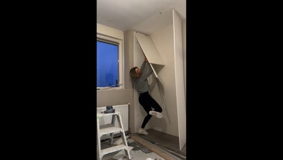 Built-in closet demolition mishap during apartment renovation in Moordrecht, Netherlands