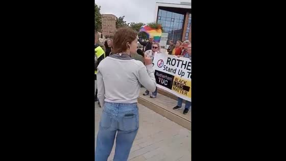 Counter protest against far-right anti-immigration rally in Barnsley, UK