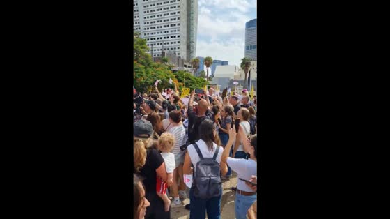 Crowds gather in Kidnapped Square to celebrate Gaza peace deal in Tel Aviv-Yafo, Israel