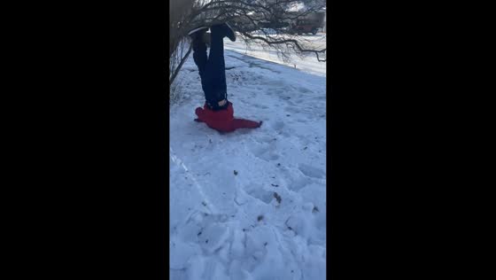 Boy gets caught on a tree branch in Regina, Saskatchewan, Canada