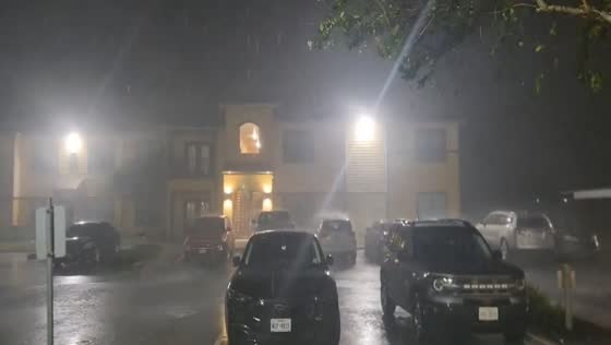 Intense thunderstorm lights up the sky over Brownsville, USA