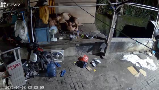 Wooden deck collapses, sending two men into canal during night in Nusantara, Indonesia