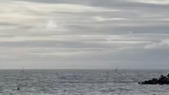 Calm Seabright Beach moments before an incoming storm in California, USA