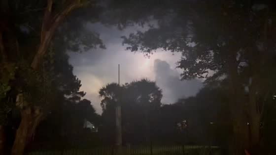 Relentless lightning lights up night sky during storms in Myrtle Beach, USA