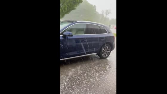 Nickel to quarter-sized hail pelts Dover, NH