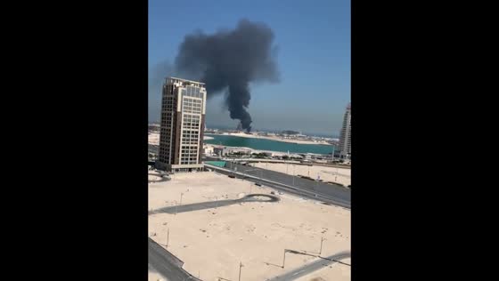 Massive fire breaks out at construction site near Lusail, Qatar