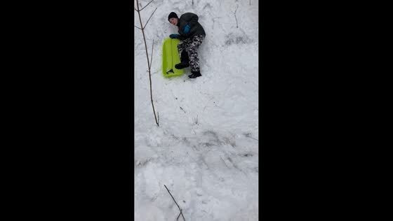 Friend gets winded after sledding mishap in Pori, Finland