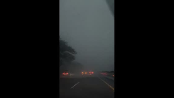 Terrifying thunderstorm along the expressway in Subang, Indonesia