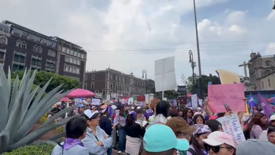 Women gather for march during International Women's Day in Mexico