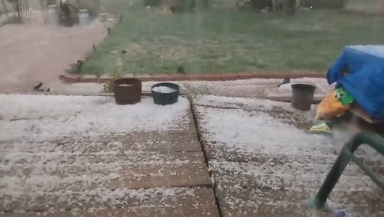 Pea-sized hail falls during storm in Edgewood, New Mexico