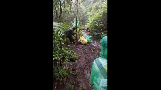 Friend falls in mud while hiking in Bali