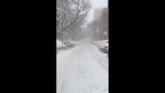 Blizzard batters the area with heavy snow and strong winds in New York, USA