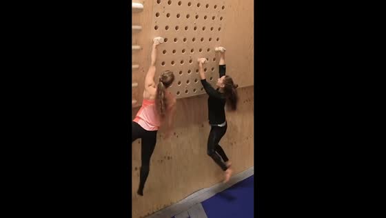 Duo showcases synchronized pegboard climb in Gothenburg, Sweden