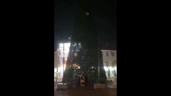 Drunk climber scales 20-meter Christmas tree in Gelendzhik, Russia