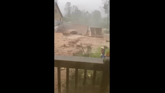 Mudslide sweeps away belongings after Hurricane Helene in Boone, North Carolina