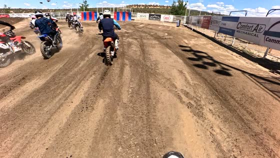 Two motocross riders crash after losing control on track in Cortez, USA