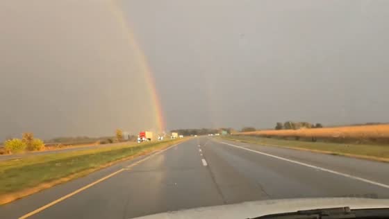 Double rainbow stretches across the sky in Ohio, USA
