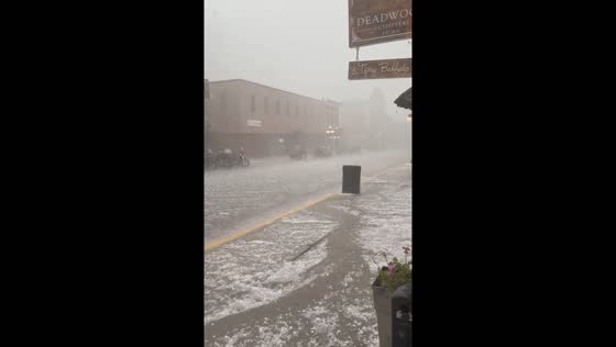 Heavy rain and hail hits Deadwood, South Dakota