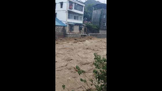 Severe flooding affects residential area in Hubei, China