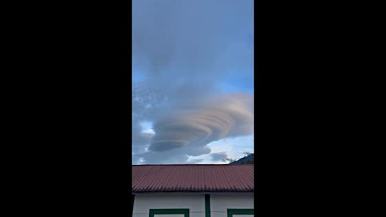 Rare lenticular cloud formation seen over sky in Tegal, Indonesia