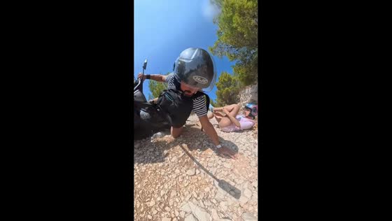Couple's scooter ride ends in slow tumble on gravel road in Lastovo Island, Croatia