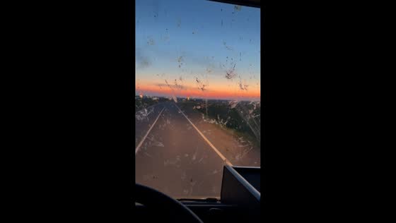 Swarm of May beetles hits windshield while driving in Orsha, Belarus
