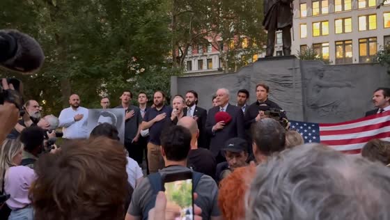 Patriotic vigil for Charlie Kirk in Midtown Manhattan, USA