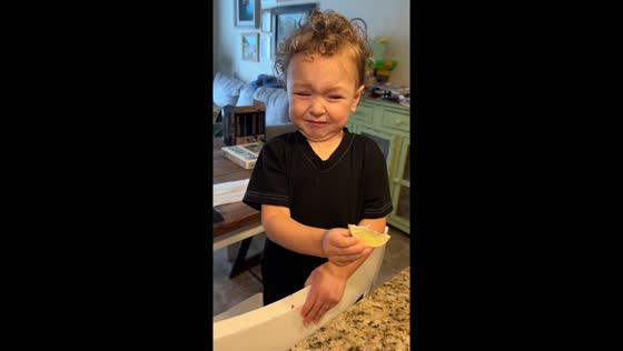 Sour surprise! 3-year-old giggles through lime-eating adventure